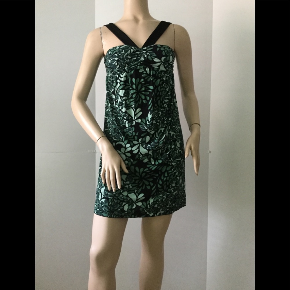 C.W. Designs Pre teen Green and Black Print Dress